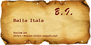 Balla Itala névjegykártya